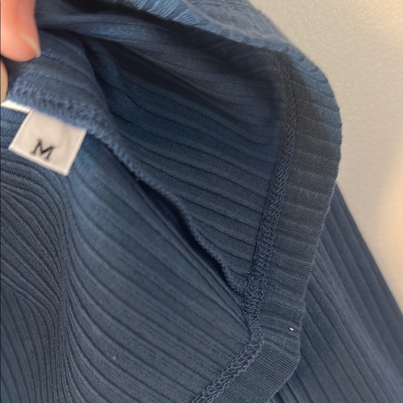 Blue Long Sleeve Ribbed Top - Picture 3 of 3